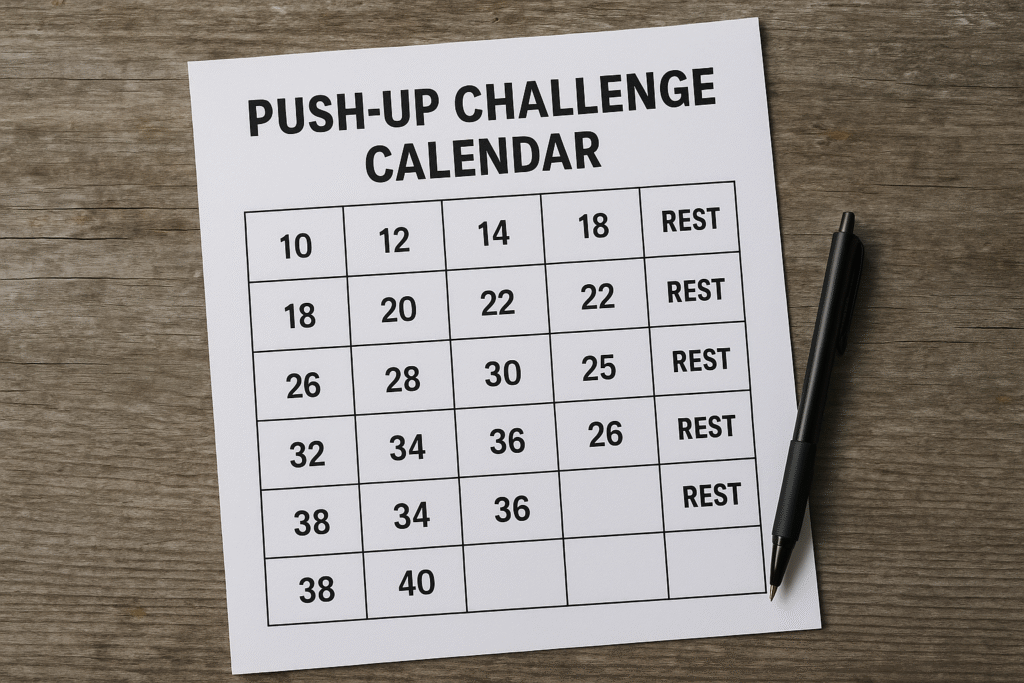 30-day push-up challenge calendar for daily motivation