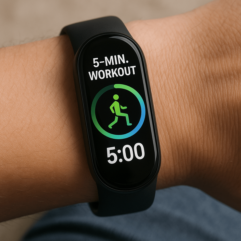 Daily Push-Up Benefits Tracking a 5-minute push-up workout on a fitness app