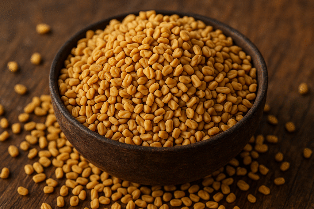 Fenugreek seeds used in Ayurvedic home remedies