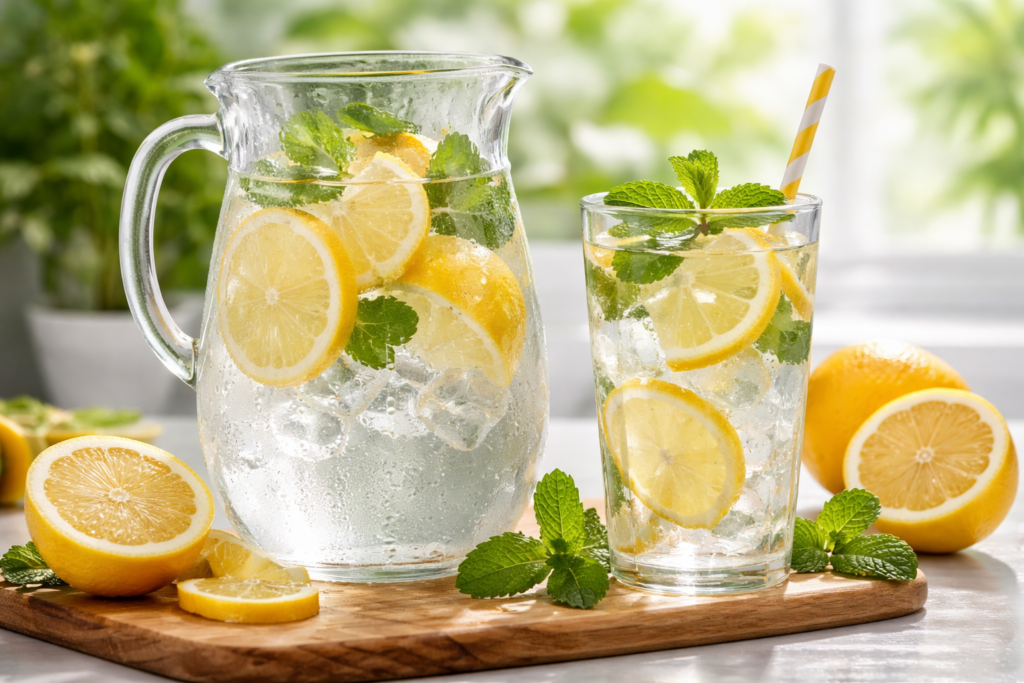 "Refreshing lemon water for liver support"