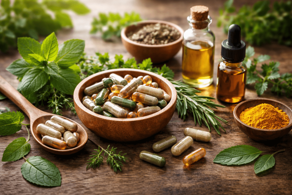 Natural supplements made from herbs and plants