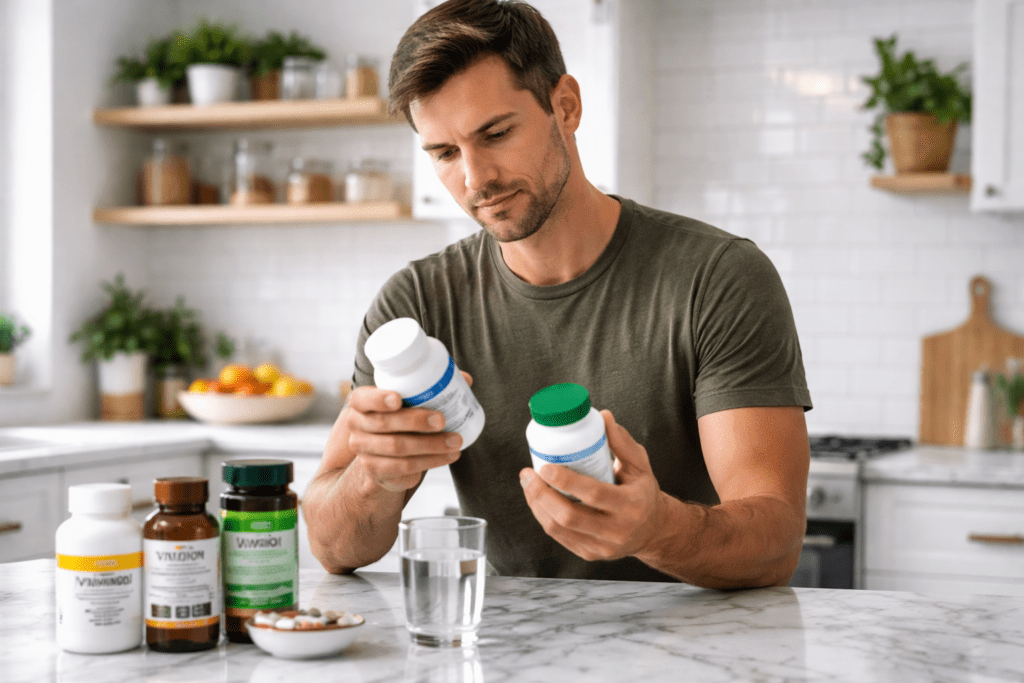 “Reading supplement nutrition labels carefully”