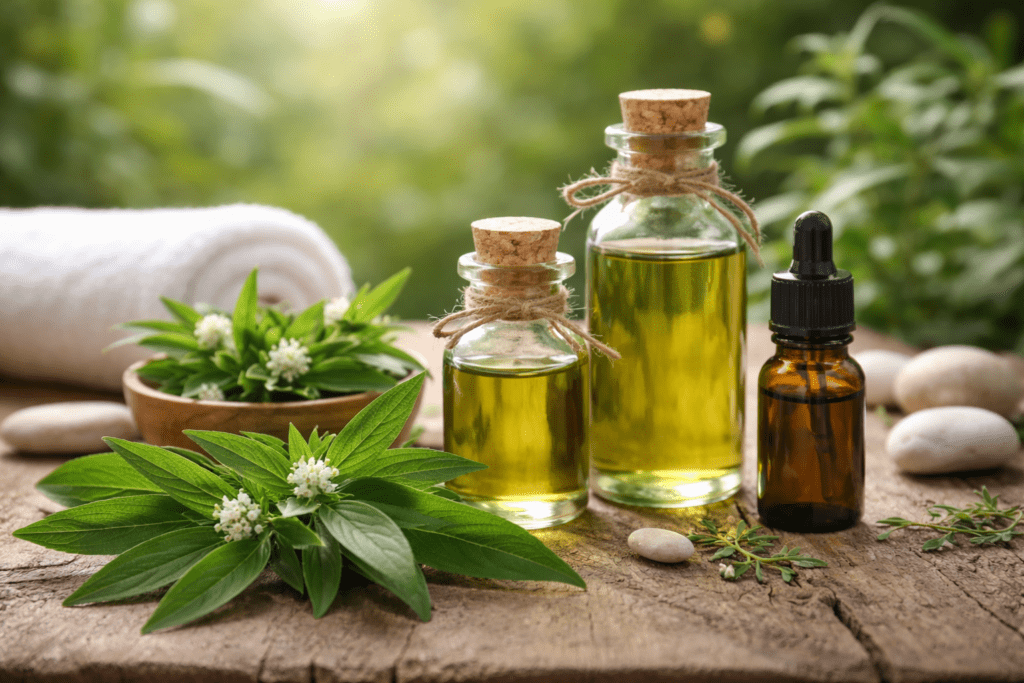 Bhringraj leaves and oil are used in Ayurvedic hair growth treatments.