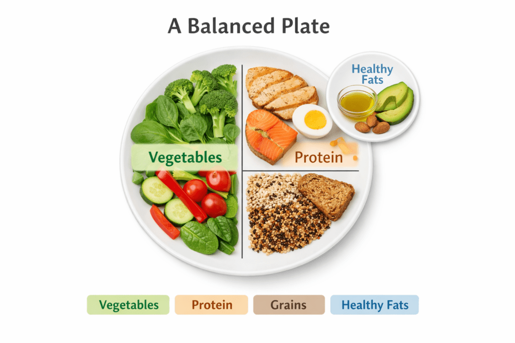 Visual guide to balanced nutrition and nutrient intake