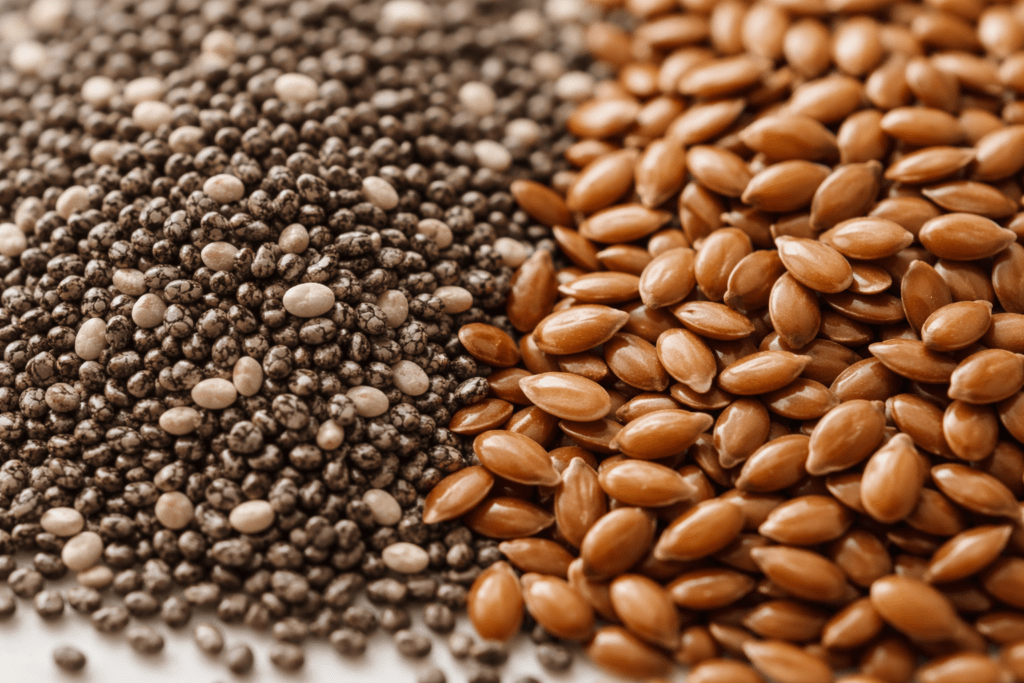 • “Chia seeds and flax seeds comparison for hair growth and skin glow”