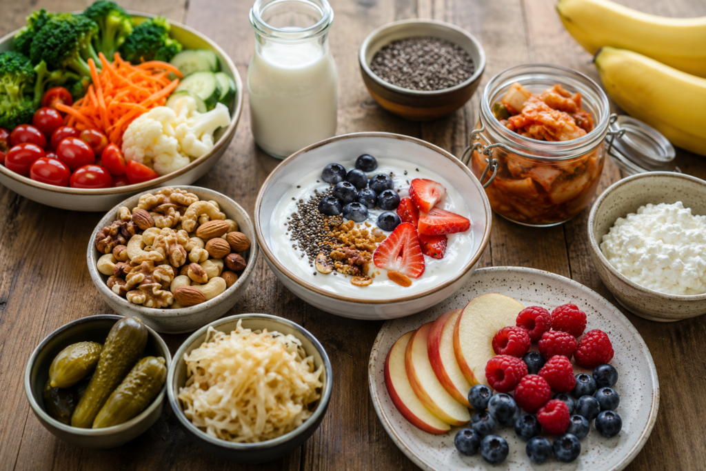 Healthy foods that support gut health and mental wellness naturally.