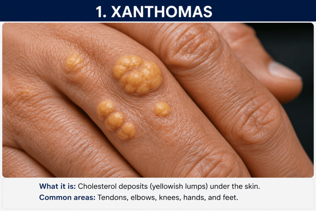 Cholesterol deposits on the skin