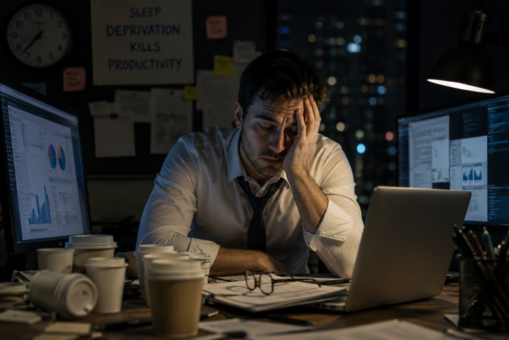 Sleep deprivation reduces focus and productivity.